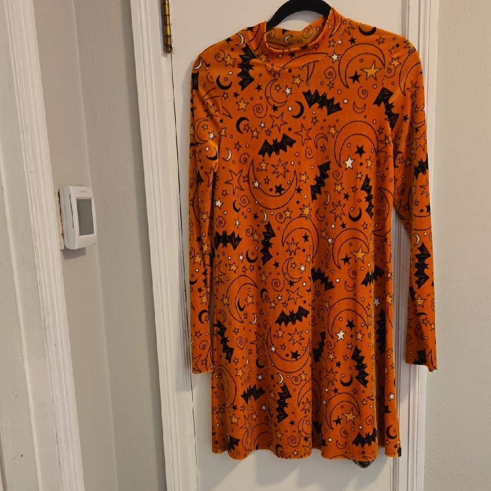 Xhilaration Orange and Black Long Sleeve Dress
